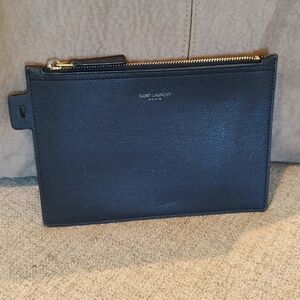 Saint Laurent Zip Pouch Black Leather COA Included!- Used Condition